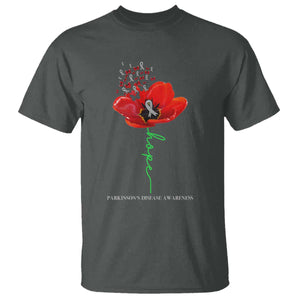 Parkinson's Awareness T Shirt Faith Hope Tulips Support Parkinsons Warrior TS02 Dark Heather Print Your Wear