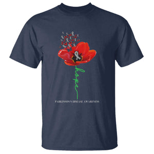 Parkinson's Awareness T Shirt Faith Hope Tulips Support Parkinsons Warrior TS02 Navy Print Your Wear