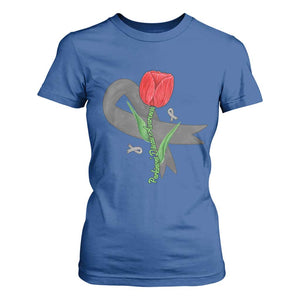 Parkinson's Awareness T Shirt For Women Gray Ribbon Tulips Support Parkinsons Warrior TS02 Royal Blue Print Your Wear