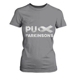 Parkinson's Awareness T Shirt For Women Puck Farkinsons Parkinson's Silver Gray Ribbon TS02 Charcoal Print Your Wear