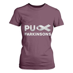 Parkinson's Awareness T Shirt For Women Puck Farkinsons Parkinson's Silver Gray Ribbon TS02 Maroon Print Your Wear