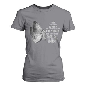 Parkinson's Awareness T Shirt For Women She Whispered Back I Am The Storm Support Squad TS02 Charcoal Print Your Wear