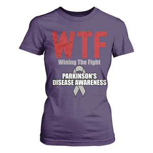 Parkinson's Awareness T Shirt For Women WTF Winning The Fight Gray Ribbon Support Parkinsons Warriror TS02 Purple Print Your Wear