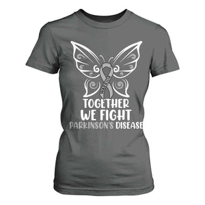 Parkinson's Awareness T Shirt For Women We Fight Together Support Squad Gray Ribbon Butterfly TS02 Dark Heather Print Your Wear