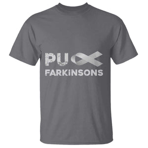 Parkinson's Awareness T Shirt Puck Farkinsons Parkinson's Silver Gray Ribbon TS02 Charcoal Print Your Wear