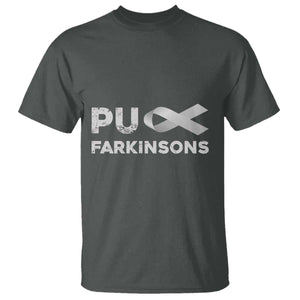 Parkinson's Awareness T Shirt Puck Farkinsons Parkinson's Silver Gray Ribbon TS02 Dark Heather Print Your Wear