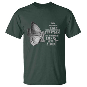 Parkinson's Awareness T Shirt She Whispered Back I Am The Storm Support Squad TS02 Dark Forest Green Print Your Wear