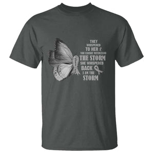 Parkinson's Awareness T Shirt She Whispered Back I Am The Storm Support Squad TS02 Dark Heather Print Your Wear