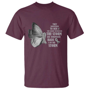 Parkinson's Awareness T Shirt She Whispered Back I Am The Storm Support Squad TS02 Maroon Print Your Wear