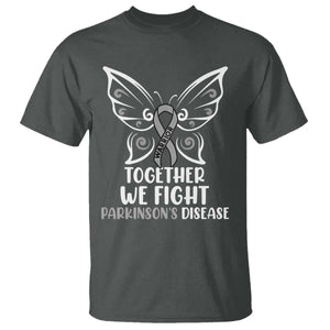 Parkinson's Awareness T Shirt We Fight Together Support Squad Gray Ribbon Butterfly TS02 Dark Heather Print Your Wear