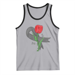 Parkinson's Awareness Tank Top Gray Ribbon Tulips Support Parkinsons Warrior TS02 Athletic Heather Black Print Your Wear