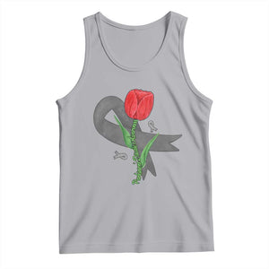 Parkinson's Awareness Tank Top Gray Ribbon Tulips Support Parkinsons Warrior TS02 Athletic Heather Print Your Wear
