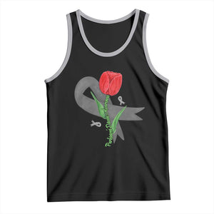 Parkinson's Awareness Tank Top Gray Ribbon Tulips Support Parkinsons Warrior TS02 Black Athletic Heather Print Your Wear