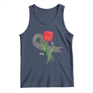 Parkinson's Awareness Tank Top Gray Ribbon Tulips Support Parkinsons Warrior TS02 Navy Print Your Wear