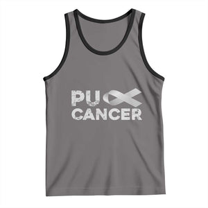 Parkinson's Awareness Tank Top Puck Farkinsons Parkinson's Silver Gray Ribbon TS02 Deep Heather Black Print Your Wear