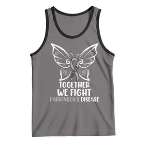 Parkinson's Awareness Tank Top We Fight Together Support Squad Gray Ribbon Butterfly TS02 Deep Heather Black Print Your Wear