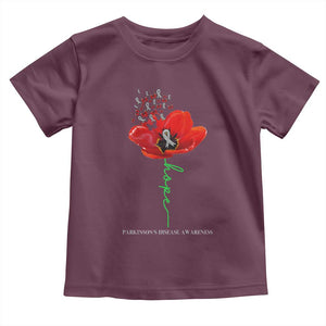 Parkinson's Awareness Toddler T Shirt Faith Hope Tulips Support Parkinsons Warrior TS02 Maroon Print Your Wear