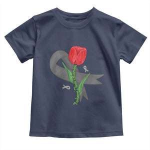 Parkinson's Awareness Toddler T Shirt Gray Ribbon Tulips Support Parkinsons Warrior TS02 Navy Print Your Wear