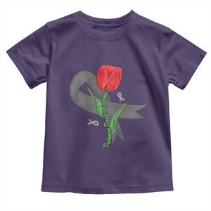 Parkinson's Awareness Toddler T Shirt Gray Ribbon Tulips Support Parkinsons Warrior TS02 Purple Print Your Wear