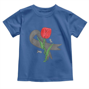 Parkinson's Awareness Toddler T Shirt Gray Ribbon Tulips Support Parkinsons Warrior TS02 Royal Blue Print Your Wear