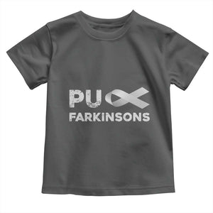 Parkinson's Awareness Toddler T Shirt Puck Farkinsons Parkinson's Silver Gray Ribbon TS02 Dark Heather Print Your Wear