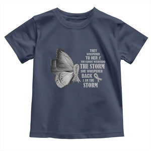 Parkinson's Awareness Toddler T Shirt She Whispered Back I Am The Storm Support Squad TS02 Navy Print Your Wear