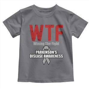 Parkinson's Awareness Toddler T Shirt WTF Winning The Fight Gray Ribbon Support Parkinsons Warriror TS02 Charcoal Print Your Wear