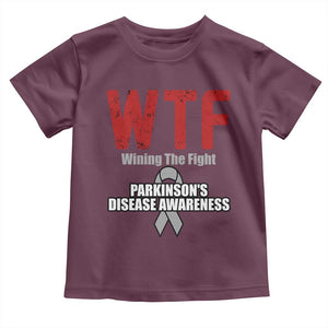 Parkinson's Awareness Toddler T Shirt WTF Winning The Fight Gray Ribbon Support Parkinsons Warriror TS02 Maroon Print Your Wear