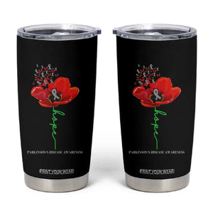 Parkinson's Awareness Tumbler Cup Faith Hope Tulips Support Parkinsons Warrior TS02 Black Print Your Wear