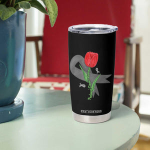 Parkinson's Awareness Tumbler Cup Gray Ribbon Tulips Support Parkinsons Warrior TS02 Print Your Wear