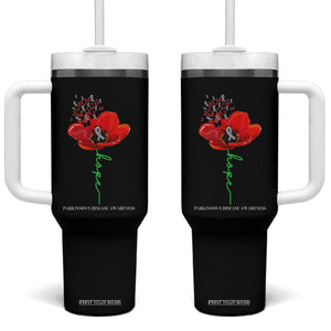 Parkinson's Awareness Tumbler With Handle Faith Hope Tulips Support Parkinsons Warrior TS02 One Size: 40 oz Black Print Your Wear
