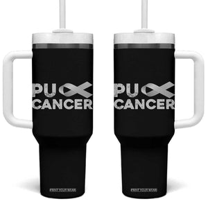 Parkinson's Awareness Tumbler With Handle Puck Farkinsons Parkinson's Silver Gray Ribbon TS02 One Size: 40 oz Black Print Your Wear