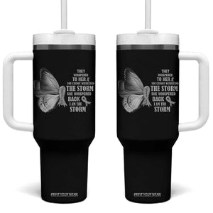 Parkinson's Awareness Tumbler With Handle She Whispered Back I Am The Storm Support Squad TS02 One Size: 40 oz Black Print Your Wear