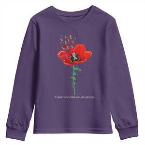 Parkinson's Awareness Youth Sweatshirt Faith Hope Tulips Support Parkinsons Warrior TS02 Purple Print Your Wear