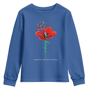 Parkinson's Awareness Youth Sweatshirt Faith Hope Tulips Support Parkinsons Warrior TS02 Royal Blue Print Your Wear