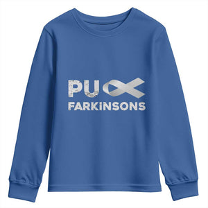 Parkinson's Awareness Youth Sweatshirt Puck Farkinsons Parkinson's Silver Gray Ribbon TS02 Royal Blue Print Your Wear