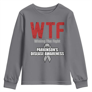Parkinson's Awareness Youth Sweatshirt WTF Winning The Fight Gray Ribbon Support Parkinsons Warriror TS02 Charcoal Print Your Wear