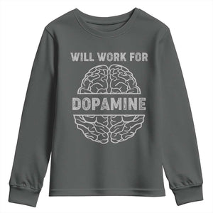 Parkinson's Awareness Youth Sweatshirt Work For Dopamine Parkinsons Warrior Support TS02 Dark Heather Print Your Wear