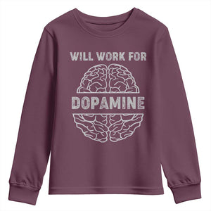 Parkinson's Awareness Youth Sweatshirt Work For Dopamine Parkinsons Warrior Support TS02 Maroon Print Your Wear