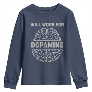 Parkinson's Awareness Youth Sweatshirt Work For Dopamine Parkinsons Warrior Support TS02 Navy Print Your Wear