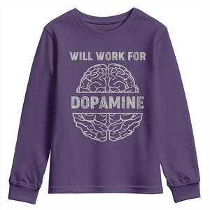 Parkinson's Awareness Youth Sweatshirt Work For Dopamine Parkinsons Warrior Support TS02 Purple Print Your Wear