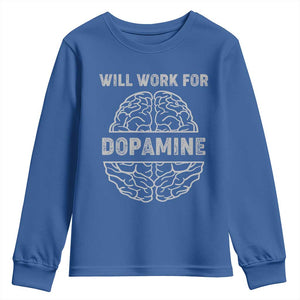Parkinson's Awareness Youth Sweatshirt Work For Dopamine Parkinsons Warrior Support TS02 Royal Blue Print Your Wear