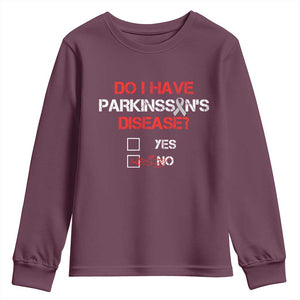 Parkinson's Awareness Youth Sweatshirt Yes No Warrior Survivor Support TS02 Maroon Print Your Wear