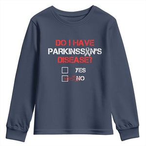 Parkinson's Awareness Youth Sweatshirt Yes No Warrior Survivor Support TS02 Navy Print Your Wear