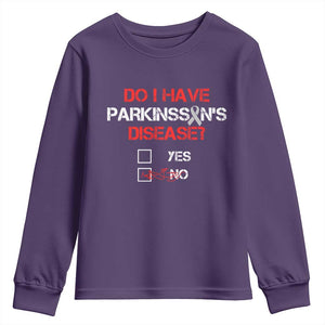 Parkinson's Awareness Youth Sweatshirt Yes No Warrior Survivor Support TS02 Purple Print Your Wear