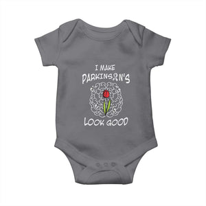 Parkinson's Warrior Baby Onesie I Make Parkinsons Look Good Tulip TS02 Charcoal Print Your Wear