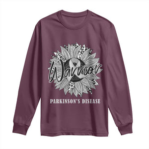 Parkinson's Warrior Long Sleeve Shirt Silver Ribbon Sunflower Support Awareness TS02 Maroon Print Your Wear