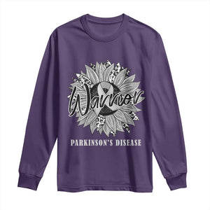 Parkinson's Warrior Long Sleeve Shirt Silver Ribbon Sunflower Support Awareness TS02 Purple Print Your Wear