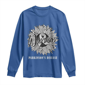 Parkinson's Warrior Long Sleeve Shirt Silver Ribbon Sunflower Support Awareness TS02 Royal Blue Print Your Wear