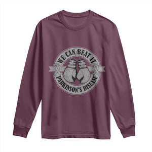 Parkinson's Warrior Long Sleeve Shirt We Can Beat It Boxing Fight Against Parkinsons TS02 Maroon Print Your Wear
